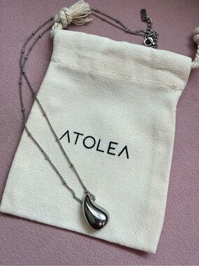 Atolia Silver Teardrop Necklace - Polished Silver Pendant
